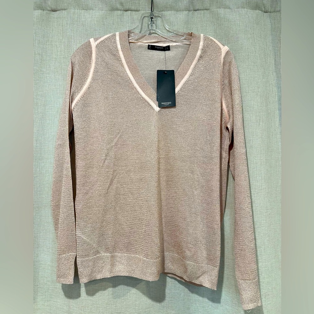 NWT Mango sparkly pink champagne sweater